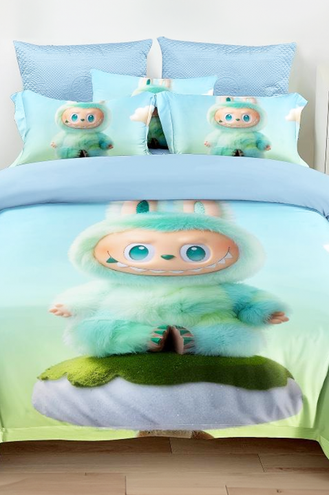 Komplet pościeli LABUBI RELAX 160x200 cm bawełna - 3 elementy, Kolor : błękitny, IVET.PL - Modna odzież