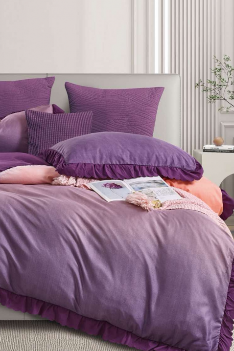 Komplet pościeli VIOGEHA 160x200 cm bawełna - 3 elementy, Kolor : fioletowy, IVET.PL - Modna odzież