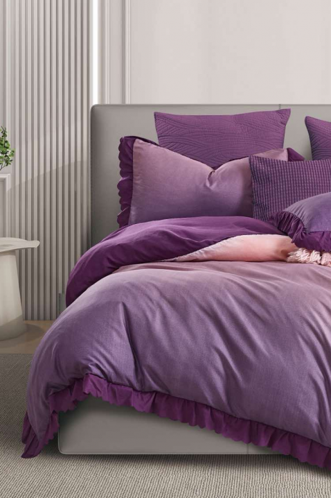 Komplet pościeli VIOGEHA 160x200 cm bawełna - 3 elementy, Kolor : fioletowy, IVET.PL - Modna odzież