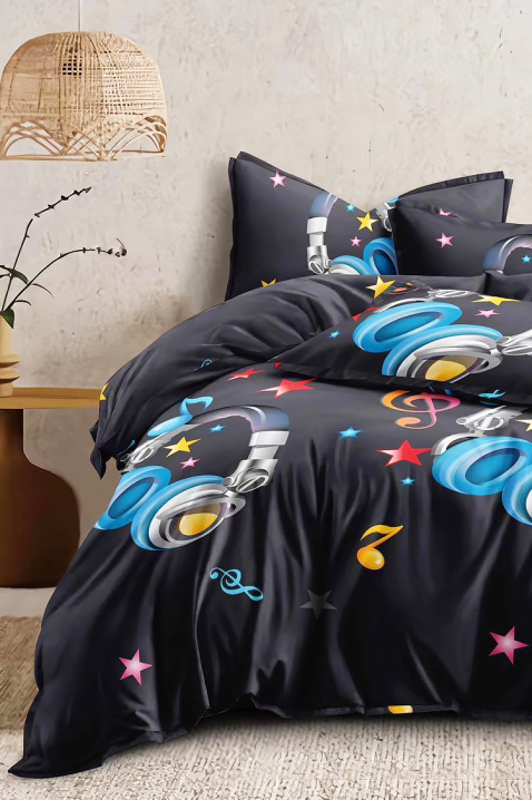 Komplet pościeli DRIBELMA 160x200 cm bawełna - 4 elementy, Kolor : czarny, IVET.PL - Modna odzież