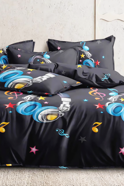 Komplet pościeli DRIBELMA 160x200 cm bawełna - 4 elementy, Kolor : czarny, IVET.PL - Modna odzież