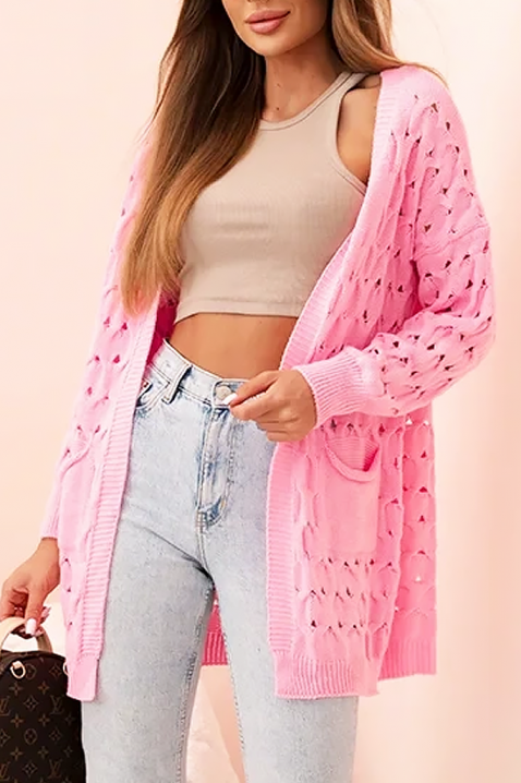 Kardigan NELFORLIA PINK, Kolor : różowy, IVET.PL - Modna odzież