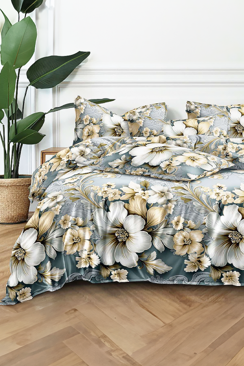Komplet pościeli PIONEHA 200x220 cm bawełna - 4 elementy, Kolor : szary, IVET.PL - Modna odzież