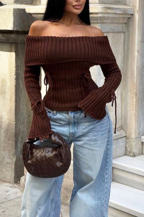 Sweter GREZDILA BROWN, Kolor : brązowy, IVET.PL - Modna odzież