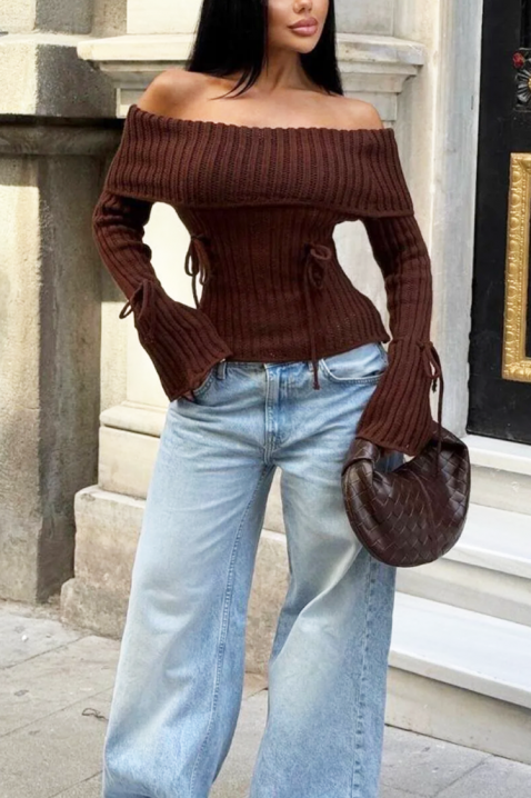Sweter GREZDILA BROWN, Kolor : brązowy, IVET.PL - Modna odzież