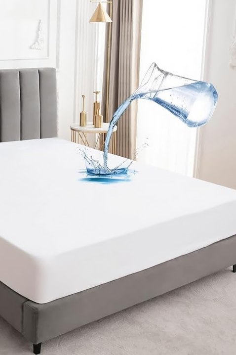 Wodoodporny ochraniacz na materac ZERMIOLI 180x200 cm, Kolor : biały, IVET.PL - Modna odzież