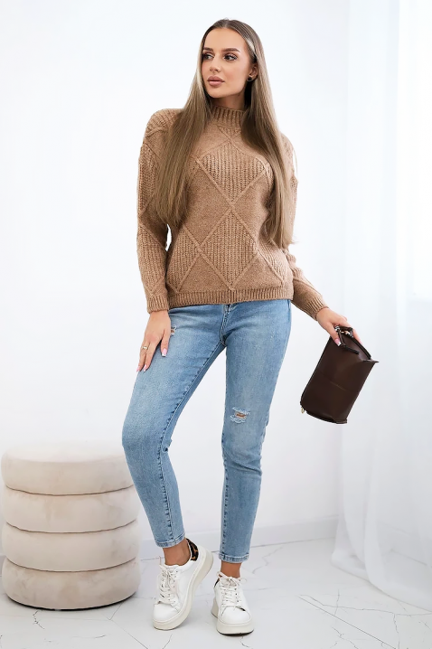 Sweter PLETOLDA BEIGE, Kolor :  beżowy, IVET.PL - Modna odzież