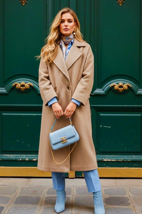 Płaszcz KANSITA BEIGE, Kolor :  beżowy, IVET.PL - Modna odzież
