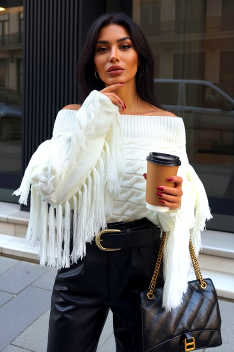 Sweter REZVILZA WHITE, Kolor : biały, IVET.PL - Modna odzież