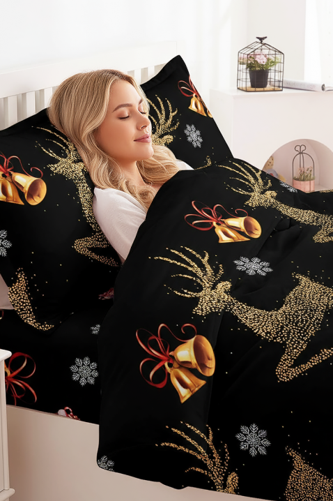 Komplet pościeli VIOLDY 200x220 cm bawełna - 4 elementy, Kolor : czarny, IVET.PL - Modna odzież