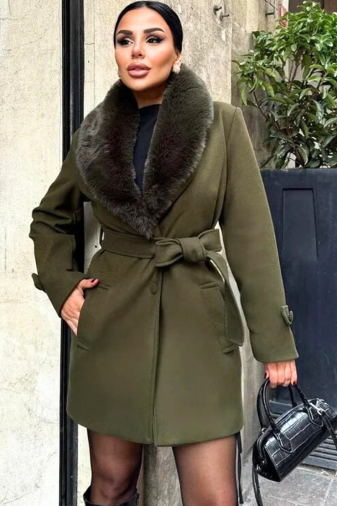 Płaszcz DOLNEVA KHAKI, Kolor : khaki, IVET.PL - Modna odzież