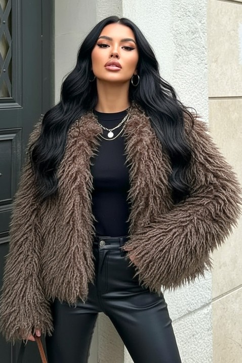 Płaszcz AMIRENA BROWN, Kolor : brązowy, IVET.PL - Modna odzież