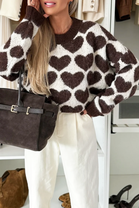 Sweter SURVINZA BROWN - Dzianiny | Ivet.PL Sweter SURVINZA BROWN, Kolor : brązowy, IVET.PL - Modna odzież