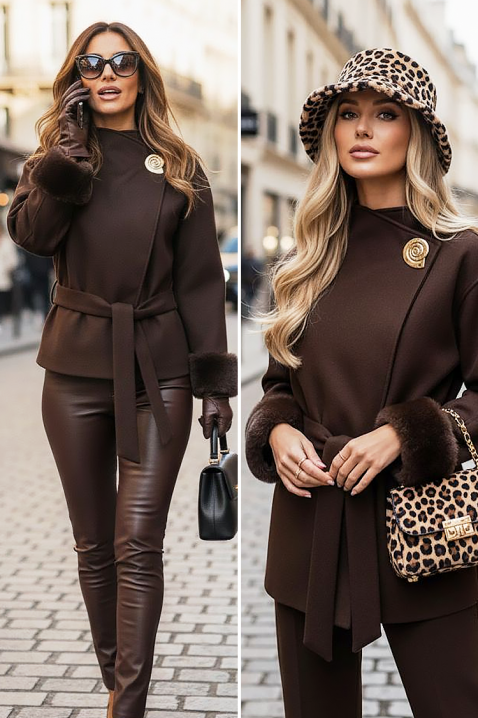 Plaszcz BLOFLINDA BROWN, Kolor : brązowy, IVET.PL - Modna odzież