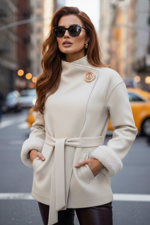 Płaszcz BLOFLINDA ECRU, Kolor : ecru, IVET.PL - Modna odzież