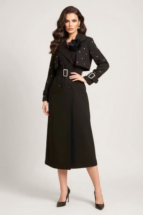 Trencz RODILDA BLACK, Kolor : czarny, IVET.PL - Modna odzież