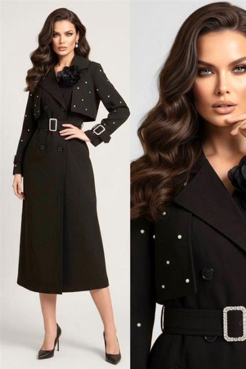 Trencz RODILDA BLACK, Kolor : czarny, IVET.PL - Modna odzież