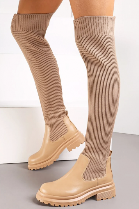 Kozaki tekstylne AMORINDA - Kozaki | Ivet.PL Kozaki tekstylne AMORINDA, Kolor :  beżowy, IVET.PL - Modna odzież