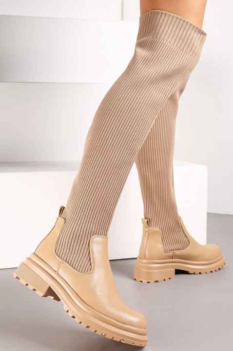 Kozaki tekstylne AMORINDA - Kozaki | Ivet.PL Kozaki tekstylne AMORINDA, Kolor :  beżowy, IVET.PL - Modna odzież