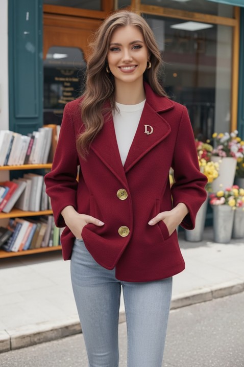 Płaszcz ZOLTINDA BORDO, Kolor : bordowy, IVET.PL - Modna odzież