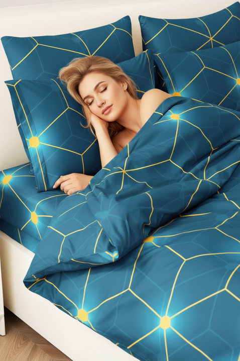 Komplet pościeli BRIONEFY 200x220 cm bawełna - 4 elementy, Kolor : chabrowy, IVET.PL - Modna odzież