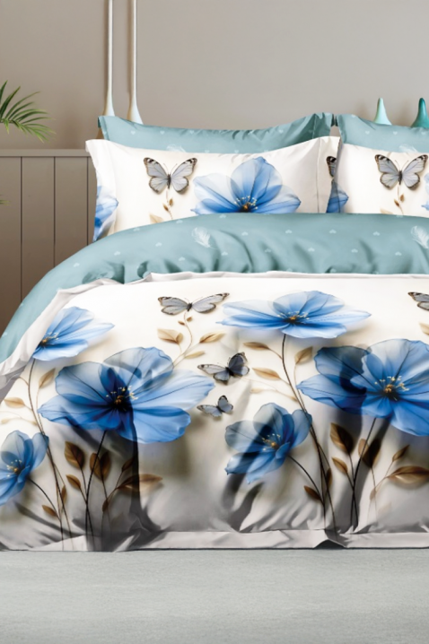 Komplet pościeli MIOFENY 200x220 cm bawełna - 4 elementy, Kolor : chabrowy, IVET.PL - Modna odzież