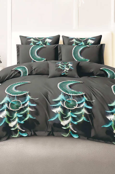 Komplet pościeli ZORBENY 200x220 cm bawełna - 4 elementy, Kolor : grafitowy, IVET.PL - Modna odzież