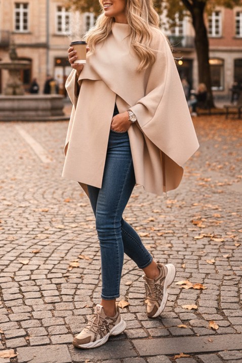 Płaszcz POKRINZA ECRU, Kolor : ecru, IVET.PL - Modna odzież