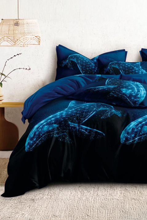 Komplet pościeli MOLNEFY 160x200 cm bawełna - 4 elementy, Kolor : granatowy, IVET.PL - Modna odzież