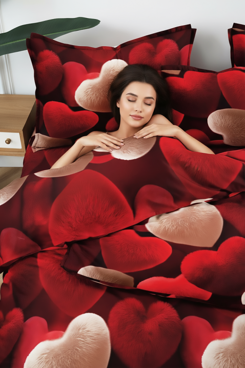 Komplet pościeli SERFONY 160x200 cm bawełna - 4 elementy, Kolor : czerwony, IVET.PL - Modna odzież