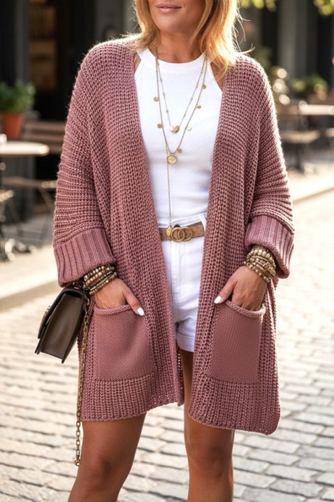 Kardigan GLORDENZA PUDRA, Kolor : pudrowy róż, IVET.PL - Modna odzież