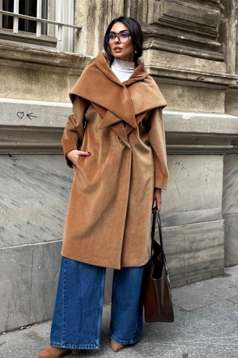 Płaszcz ALSIENA CAMEL, Kolor : jasnobrązowy, IVET.PL - Modna odzież