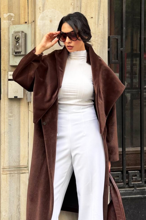 Płaszcz ALSIENA BROWN, Kolor : brązowy, IVET.PL - Modna odzież