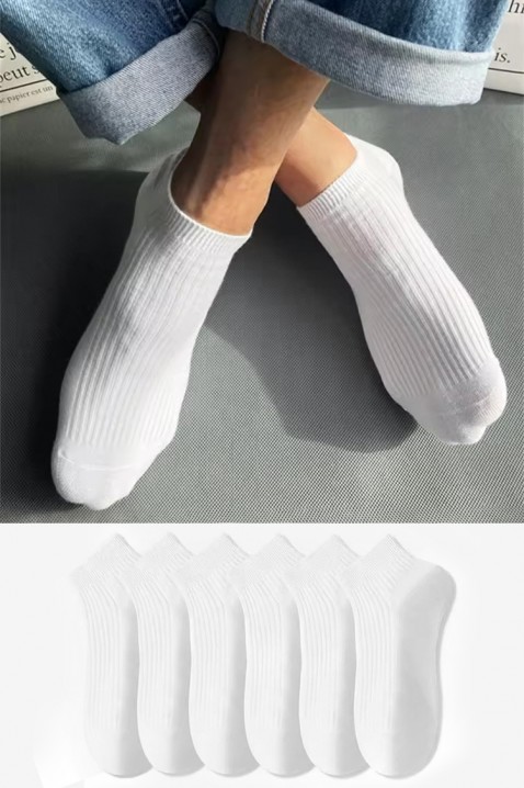 Zestaw sześciu par męskich skarpet ZIMOLO WHITE, Kolor : biały, IVET.PL - Modna odzież