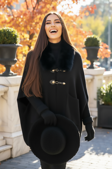 Płaszcz AMOLGINA BLACK, Kolor : czarny, IVET.PL - Modna odzież