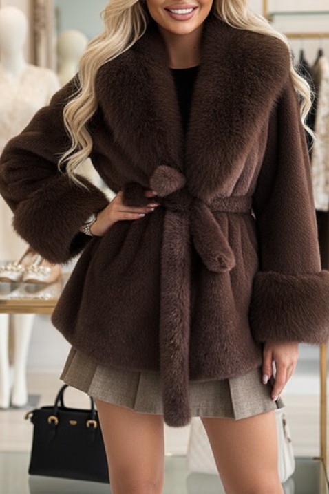 Płaszcz ELEMSA BROWN, Kolor : brązowy, IVET.PL - Modna odzież