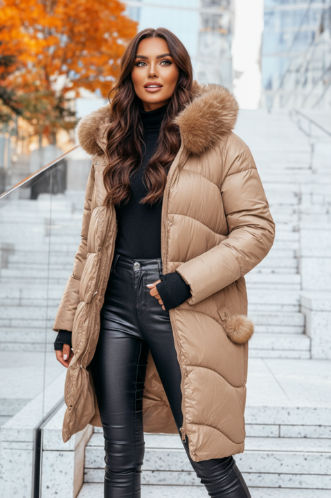 Kurtka SNEVILDA BEIGE, Kolor :  beżowy, IVET.PL - Modna odzież