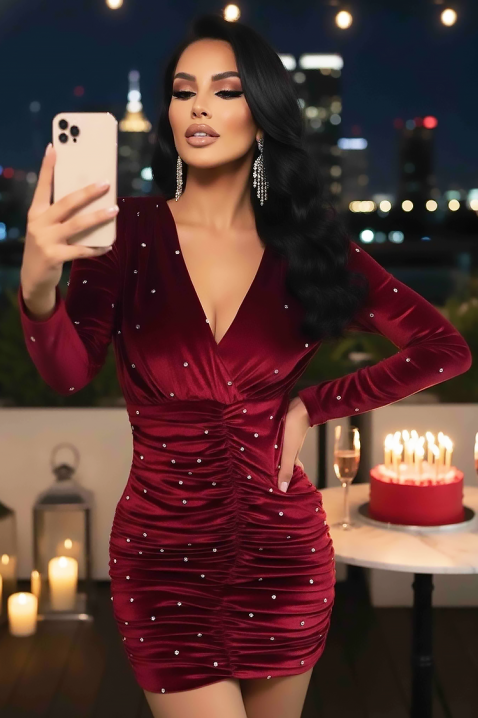 Sukienka TREVOLDA BRODO, Kolor : bordowy, IVET.PL - Modna odzież