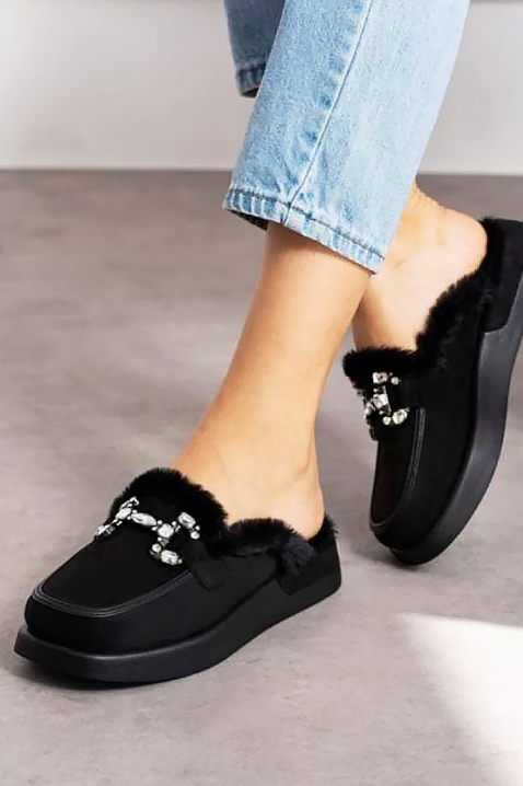 Kapcie KARMINSA BLACK, Kolor : czarny, IVET.PL - Modna odzież