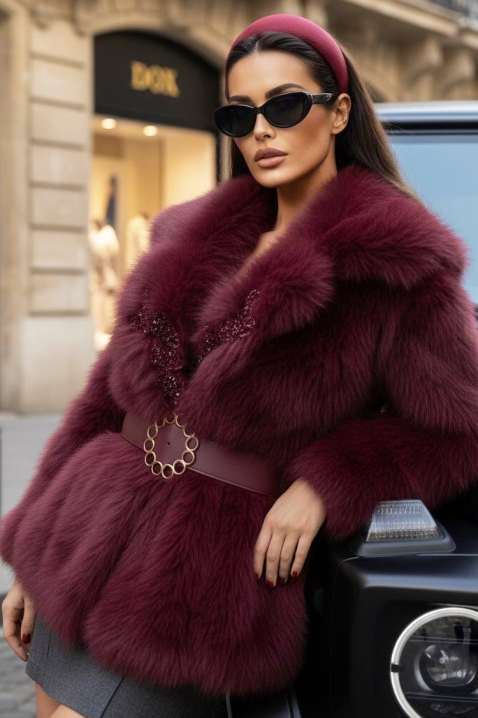 Płaszcz MEMELONDA BORDO, Kolor : bordowy, IVET.PL - Modna odzież