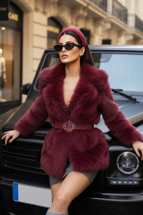 Płaszcz MEMELONDA BORDO, Kolor : bordowy, IVET.PL - Modna odzież