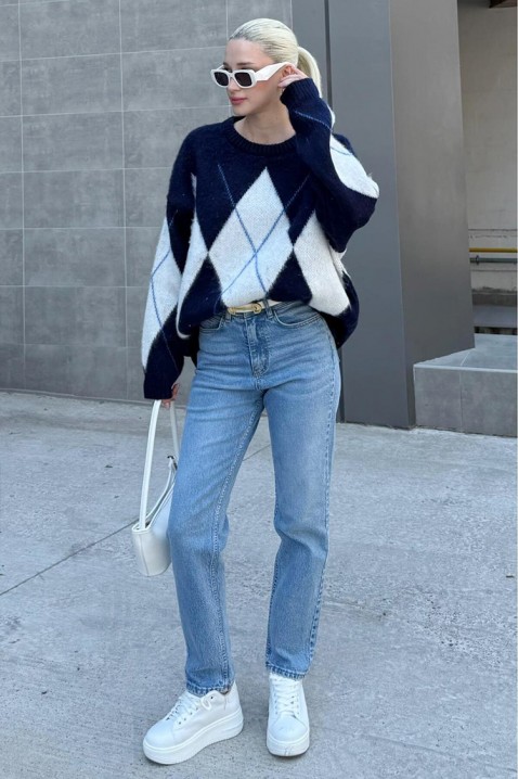 Sweter KRIOFEGA NAVY, Kolor : granatowy, IVET.PL - Modna odzież