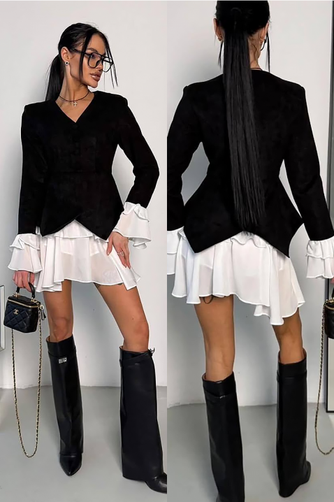 Komplet AKSIENA, Kolor : czarny z białym, IVET.PL - Modna odzież