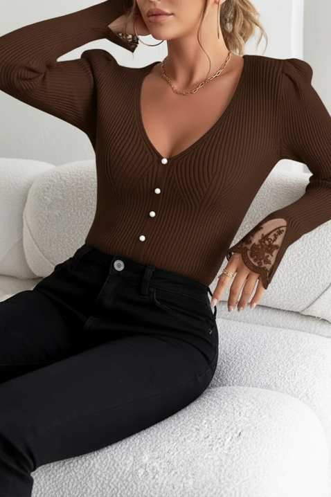 Bluzka ZLOVELDA BROWN, Kolor : brązowy, IVET.PL - Modna odzież