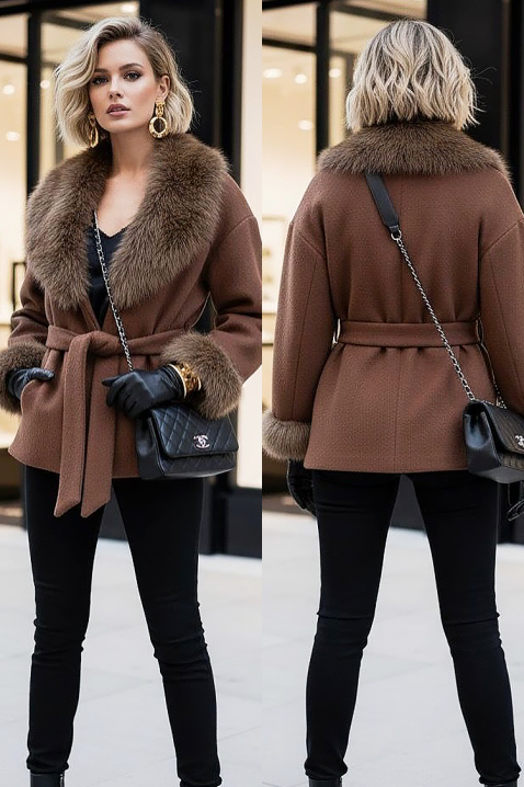 Płaszcz ZARKENZA BROWN, Kolor : brązowy, IVET.PL - Modna odzież