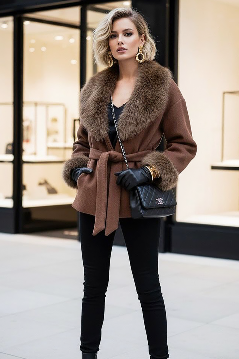 Płaszcz ZARKENZA BROWN, Kolor : brązowy, IVET.PL - Modna odzież