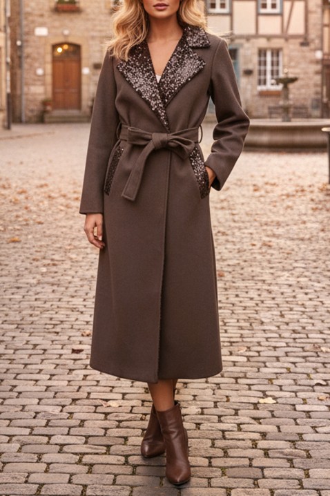 Płaszcz FLEDILZA BROWN, Kolor : brązowy, IVET.PL - Modna odzież