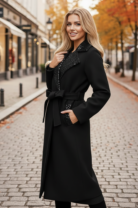 Płaszcz FLEDILZA BLACK, Kolor : czarny, IVET.PL - Modna odzież