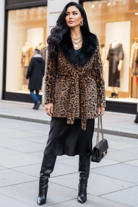 Płaszcz KATELINDA, Kolor : panterka, IVET.PL - Modna odzież