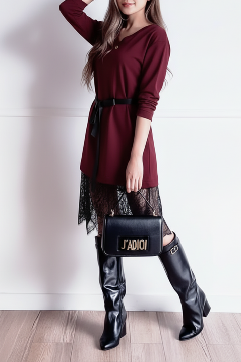 Sukienka ANDELONA BORDO, Kolor : bordowy, IVET.PL - Modna odzież